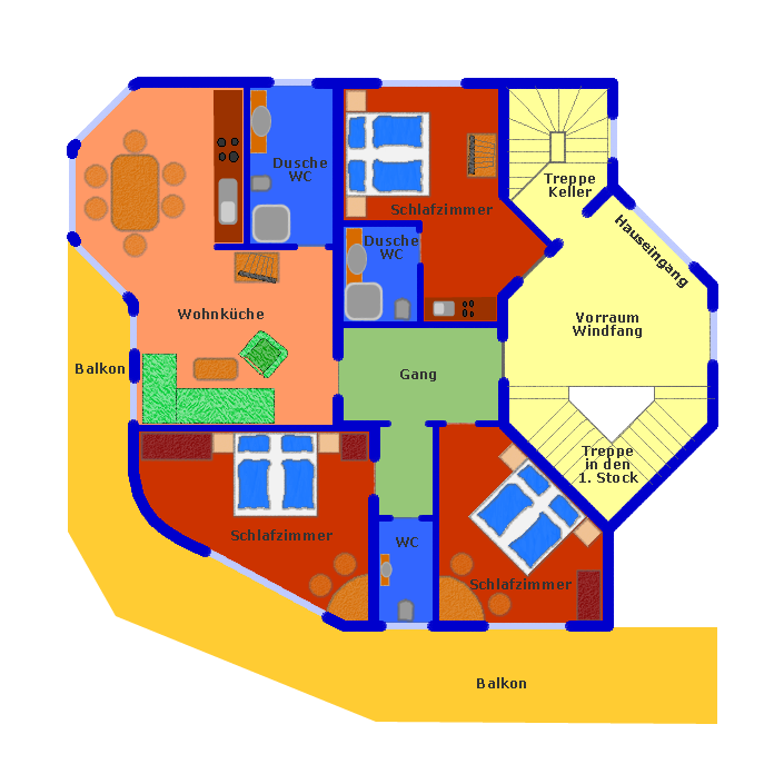 Grundriss von Appartement 1